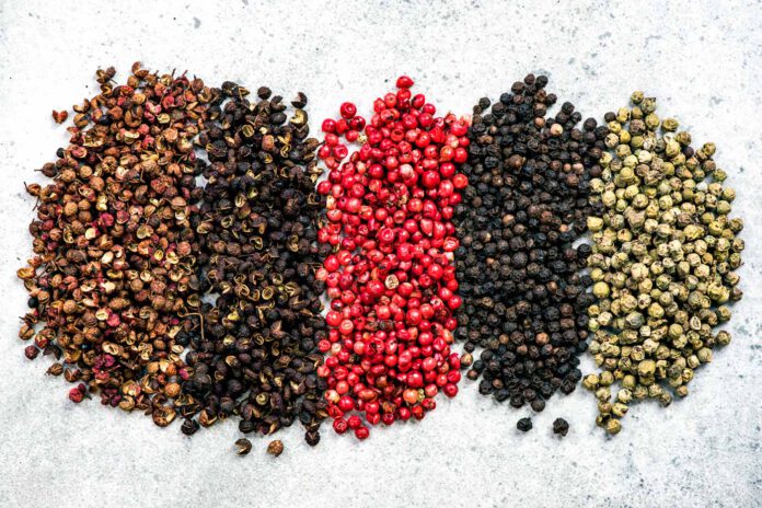 pepper colors on table