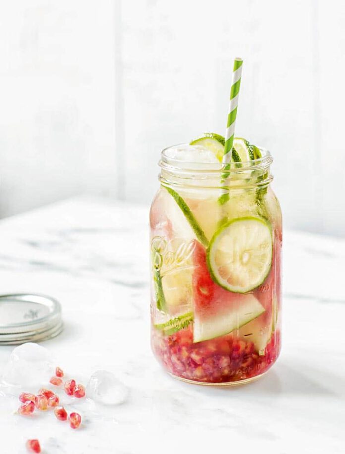 Detox Water Pomegranate Watermelon Lime