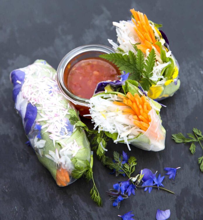 Spring Rolls with flowers