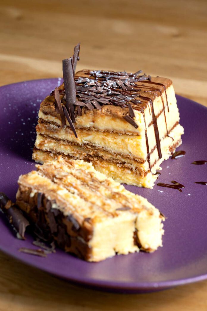 Butter biscuit cake with coffee