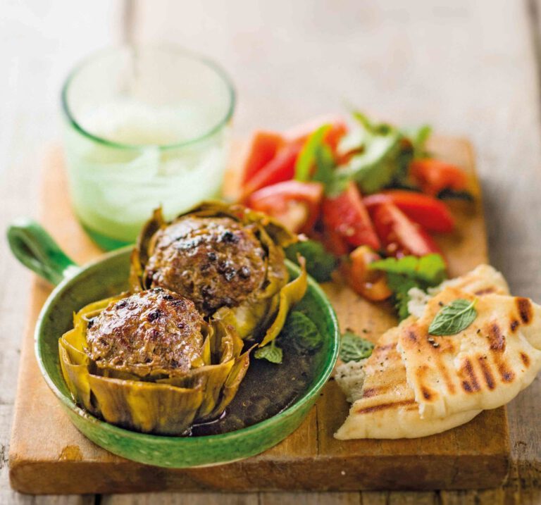 Artischocken mit Lammfleisch- Pfefferminz-Füllung