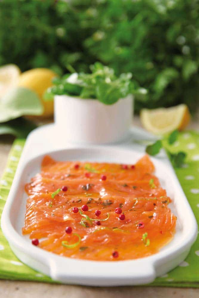 Salmon carpaccio lemon vinaigrette