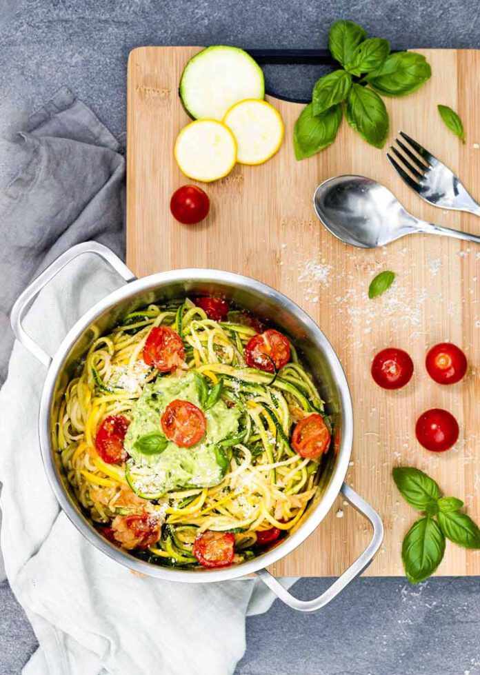 Courgettes Spaghetti Pesto Sauce