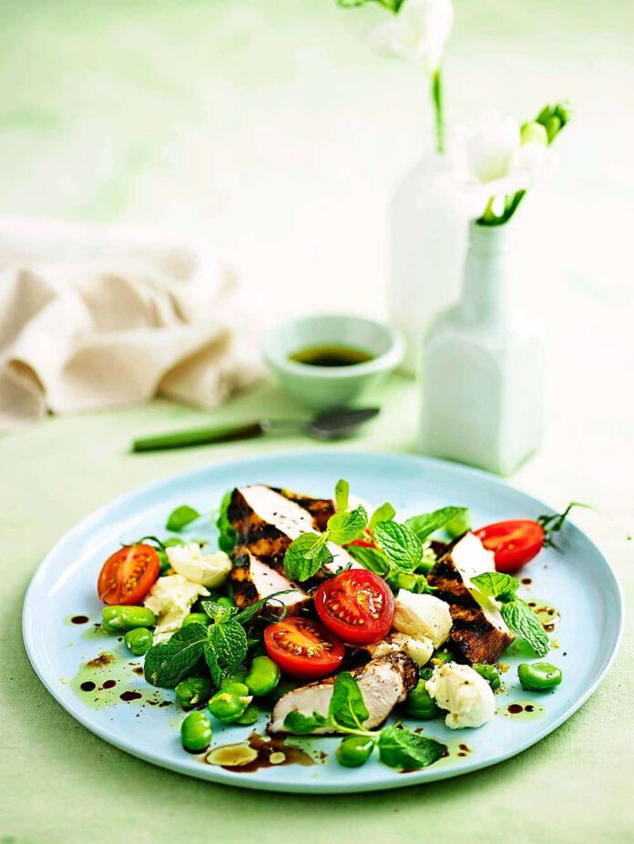 Grilled Balsamic Chicken with Broad Bean Salad