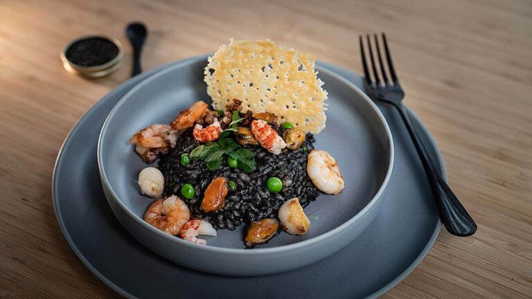 Black Risotto with Caviar Seafood