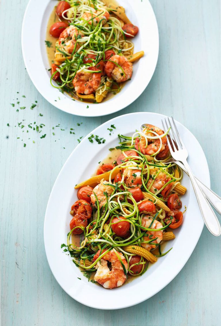 Zucchini Spaghetti with Prawns