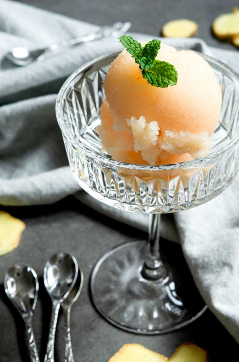 Litschi-Ingwer-Sorbet