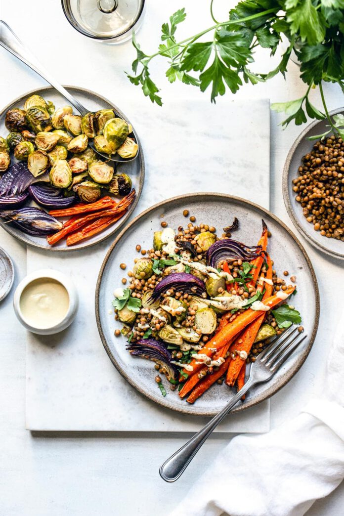 lentilsaladroastedveggies