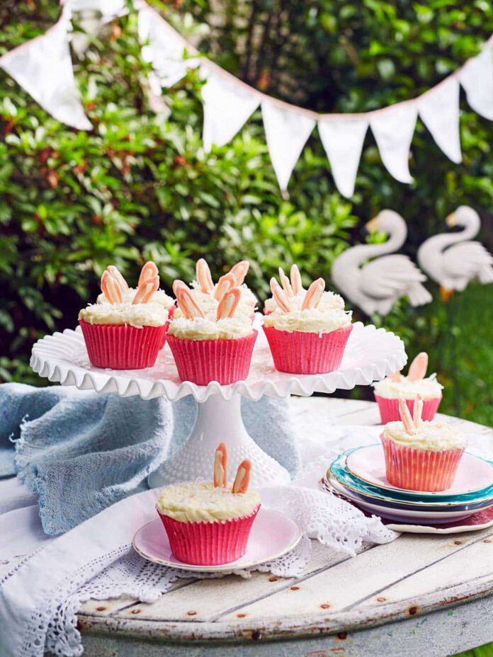 White chocolate cupcake bunnies