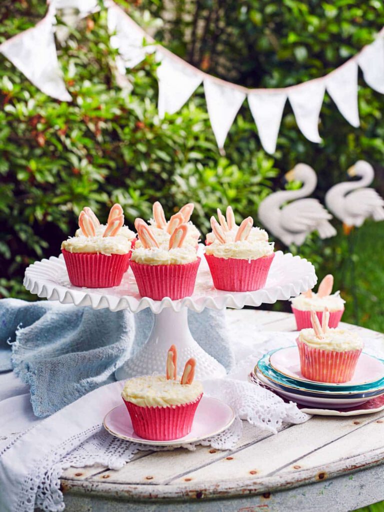White chocolate cupcake bunnies