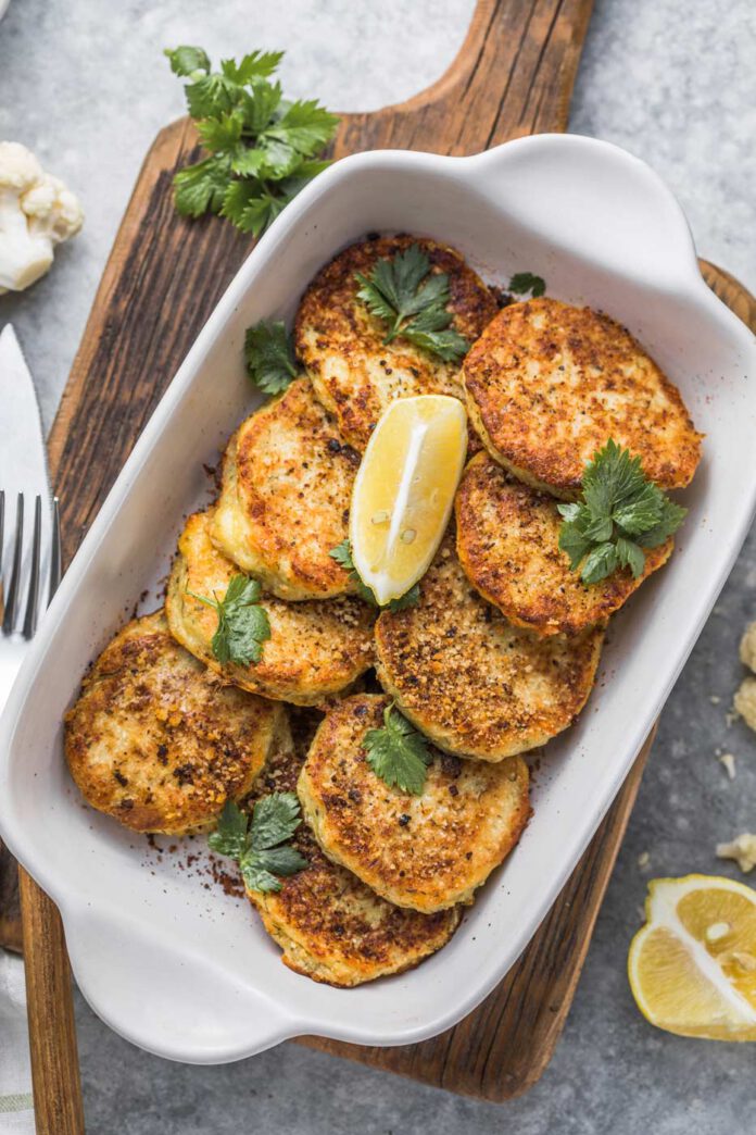 Vegan cauliflower vegetable fritters