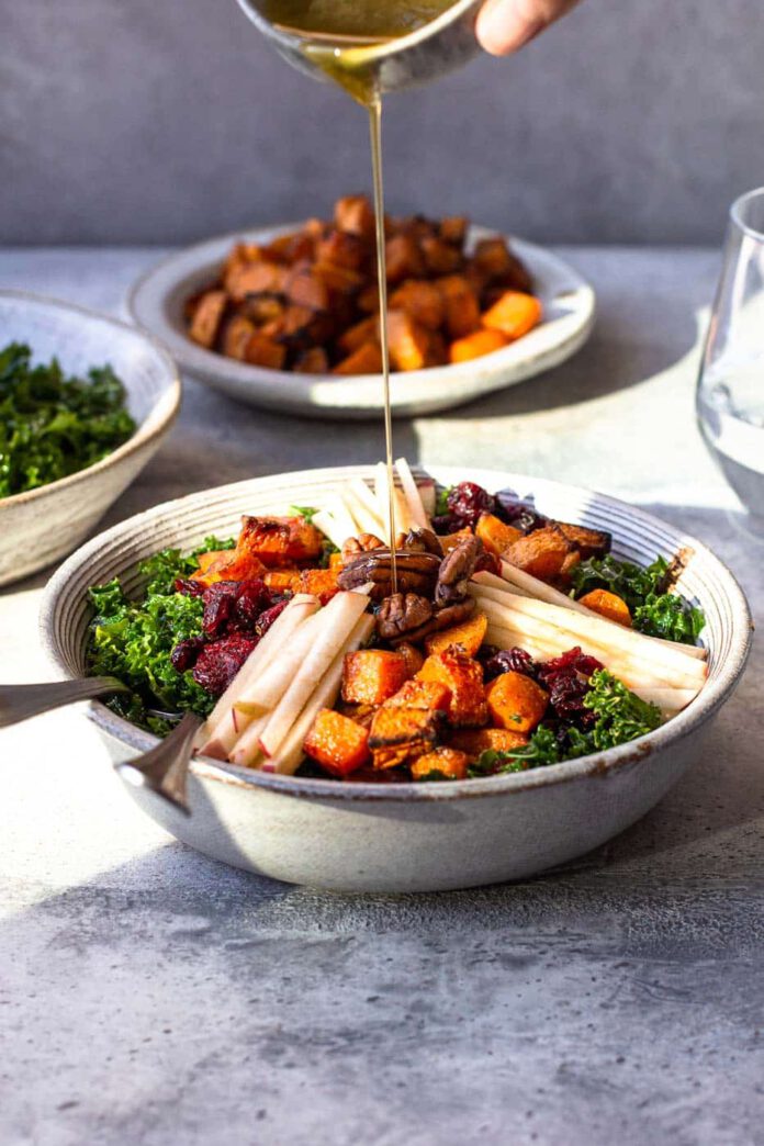 Butternut Squash and Kale Salad with cinnamon