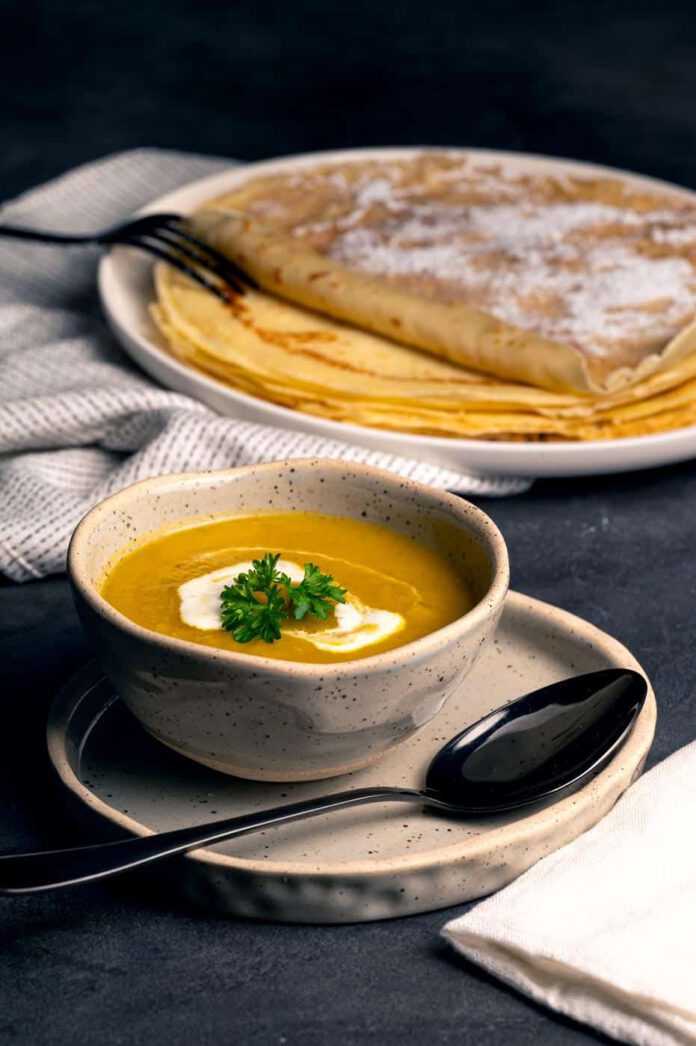 Vegetable soup with sweet pancakes - Thermomix