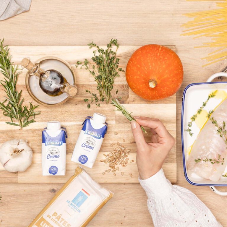 Monkfish Medaillon and Linguine Le Moulin 1704 with pumpkin cream