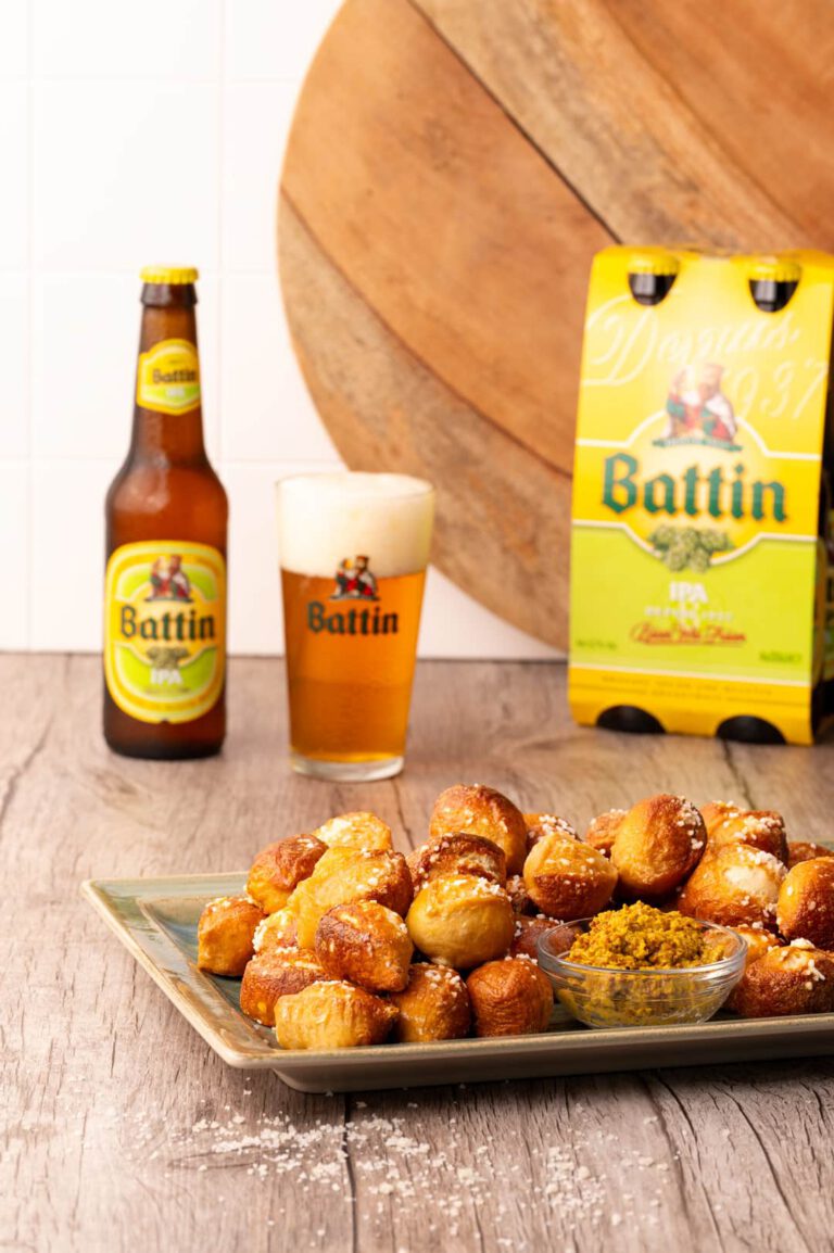 Brezel-Nuggets mit IPA-Bier