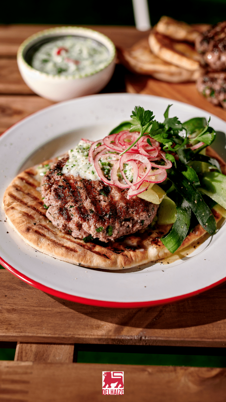 Lamb burgers with za’atar and cucumber sauce