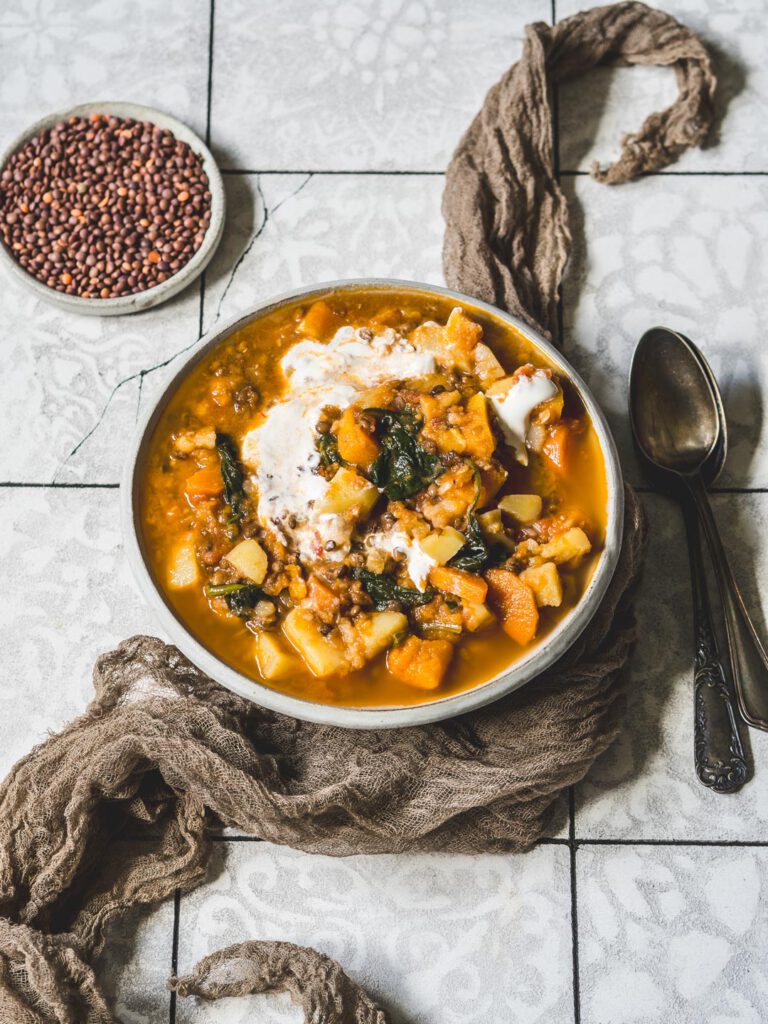 Ragoût de lentilles et de potiron