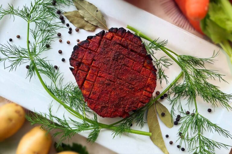 “Tofu Turkey” on mashed potato