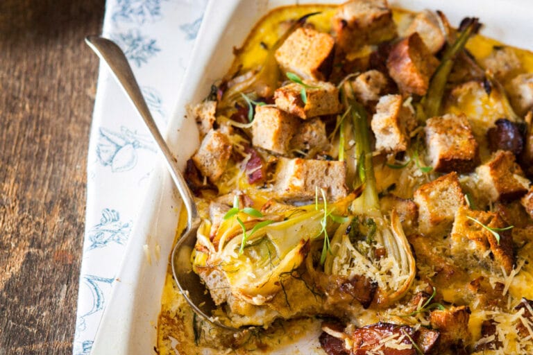 Leckerer Fenchel und Speck French Toast