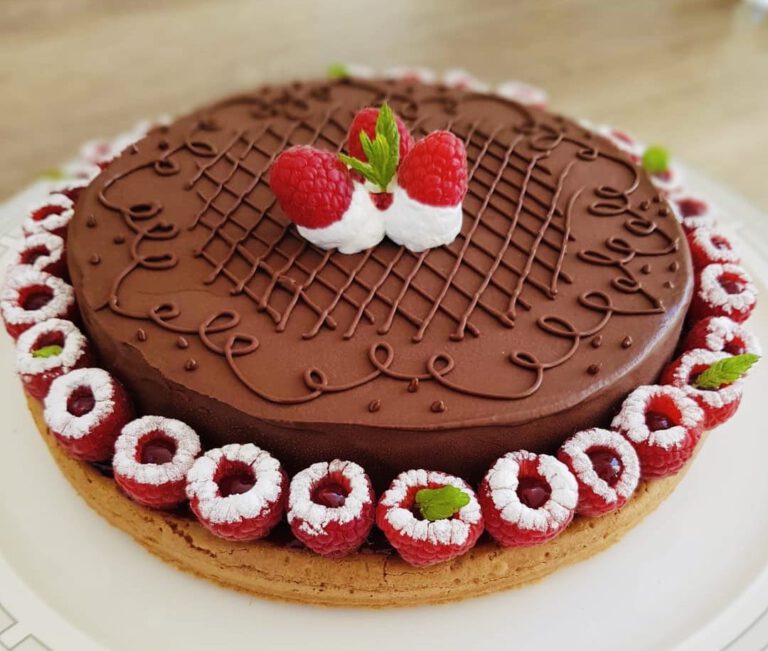 Dark chocolate & raspberries cake