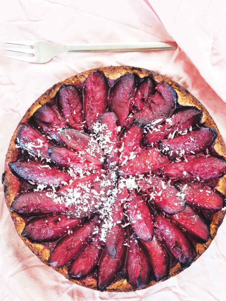 Plum tart with almond meal