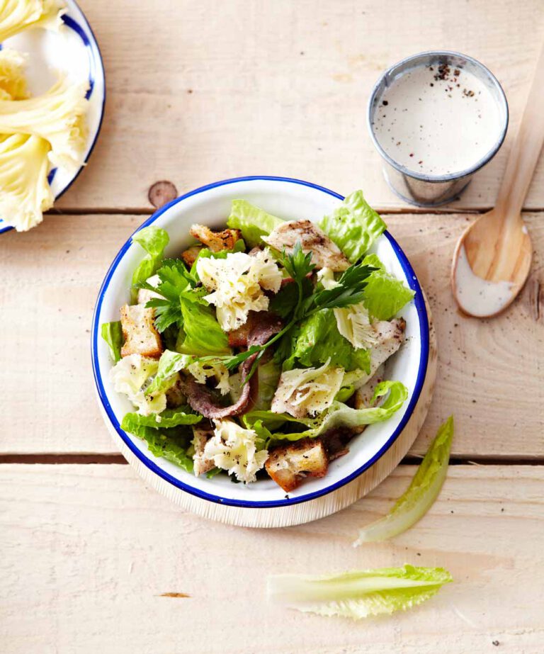 Caesar salad & rosettes of Tête de Moine AOP