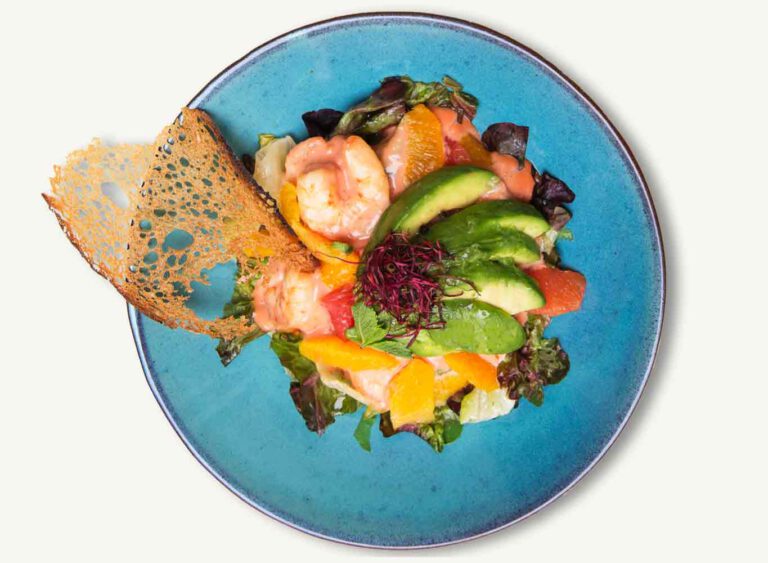 Zitrussalat mit Avocado und Garnelen