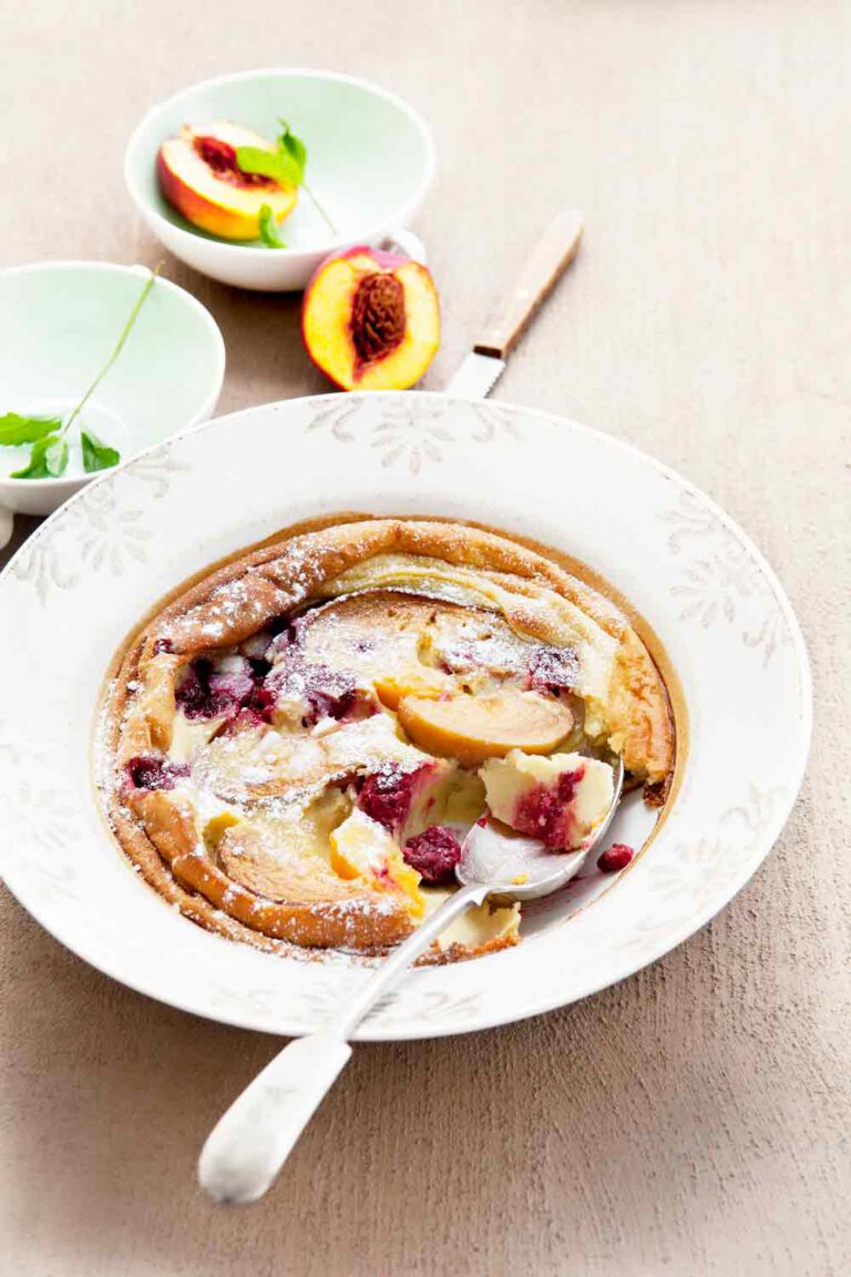 Pfirsich-Himbeer Clafoutis