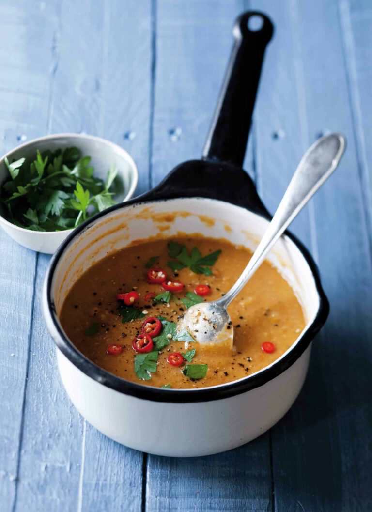 Roasted tomato, red lentil and cumin soup