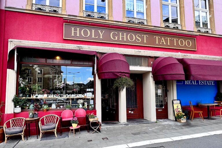 Exterior of Holy Ghost Tattoo shop and cafe