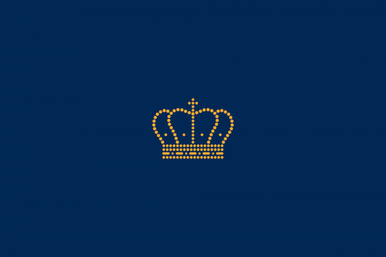 Gold crown on blue background