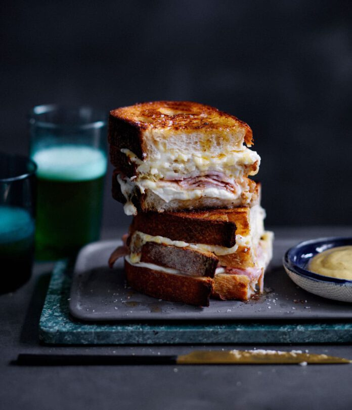 Five cheeses & ham triple decker toastie