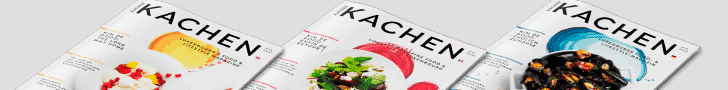 Kachen magazine covers with diverse dish images.