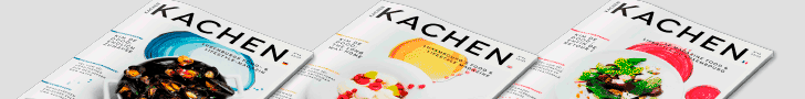 Kachen magazine covers with vibrant food photography.