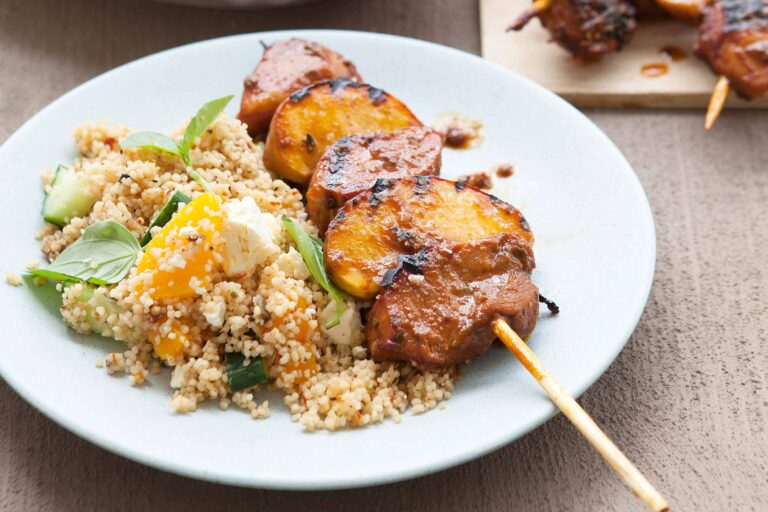 Pork and Peach Kebabs