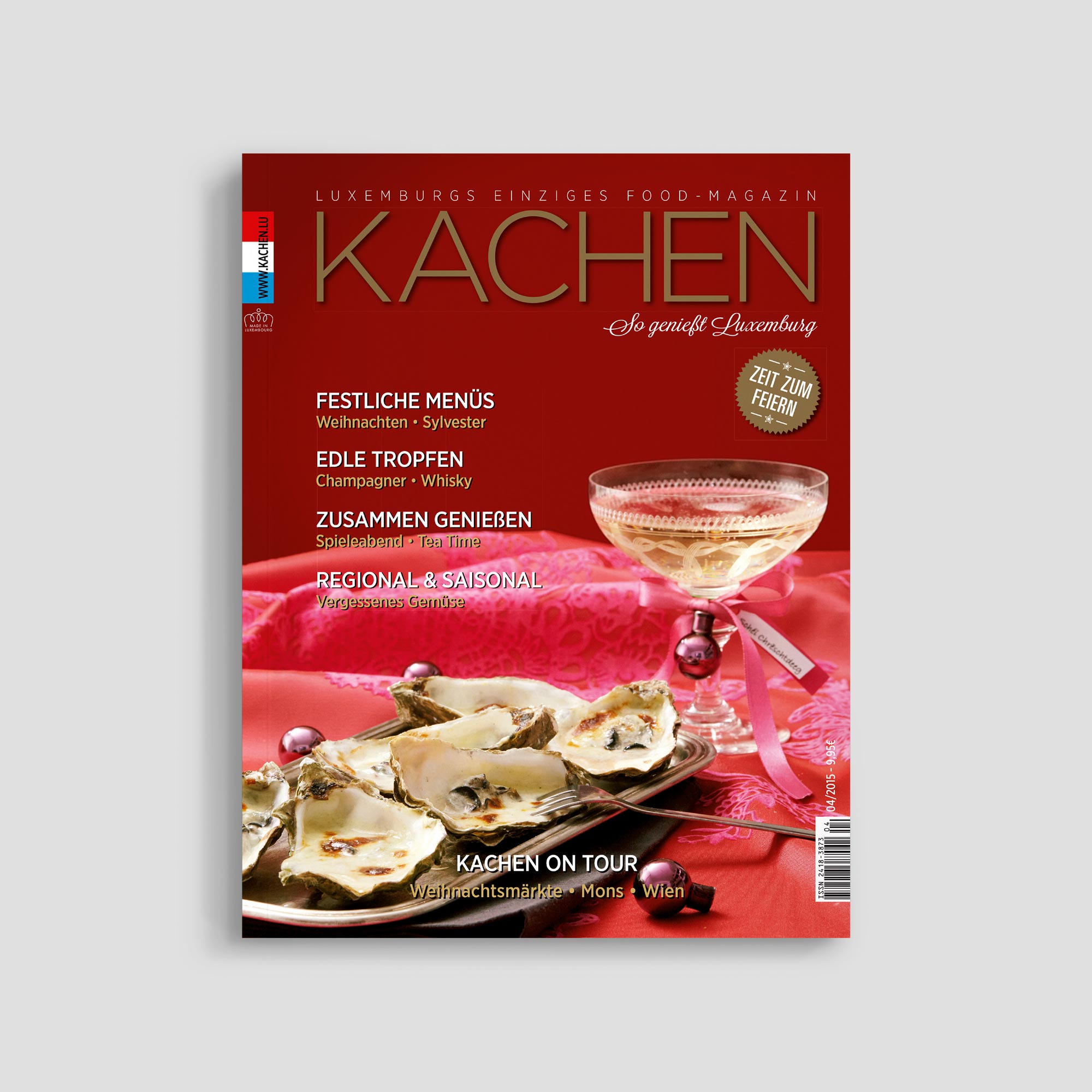 Kachen food magazine cover with festive menu theme.