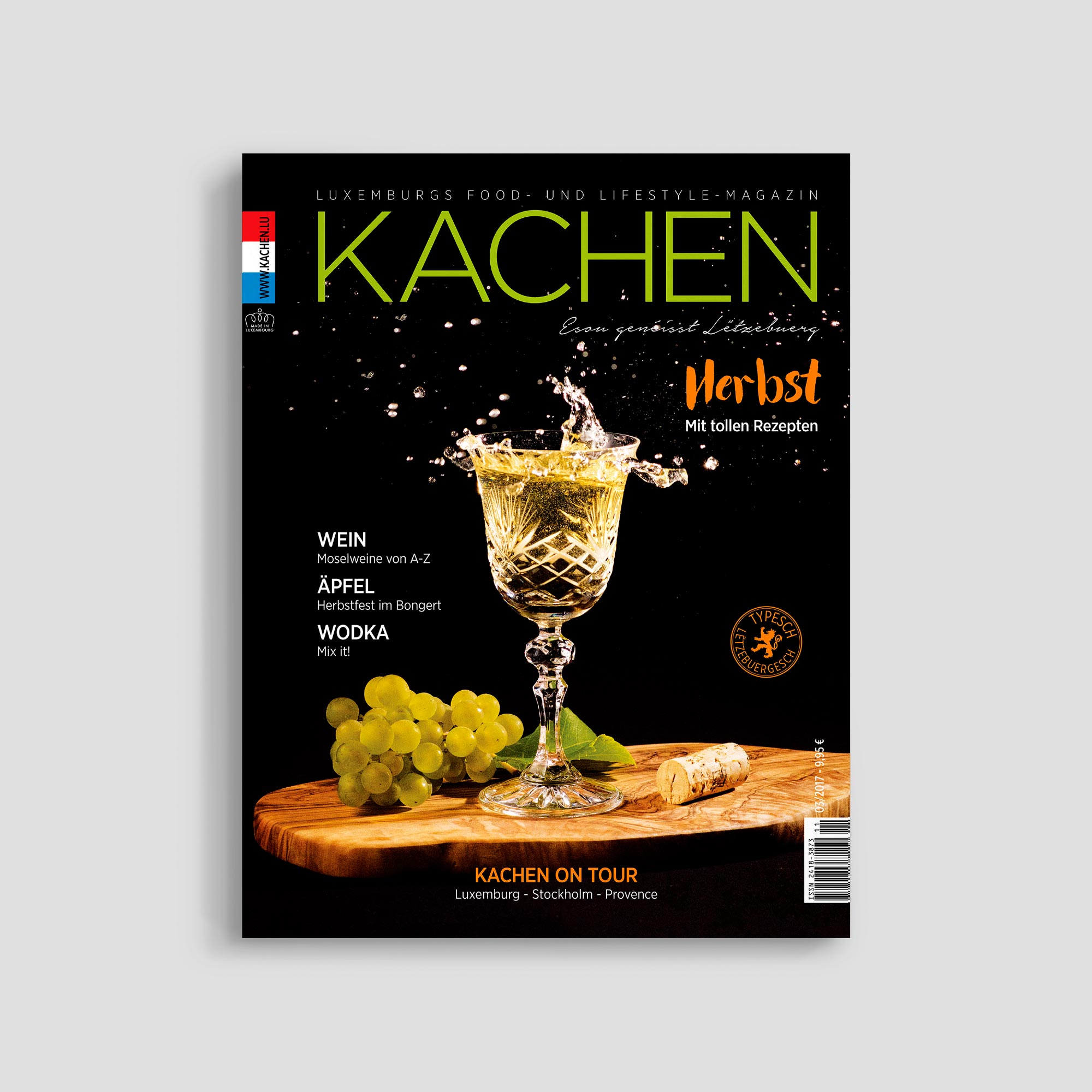 Kachen magazine cover with wine and grapes