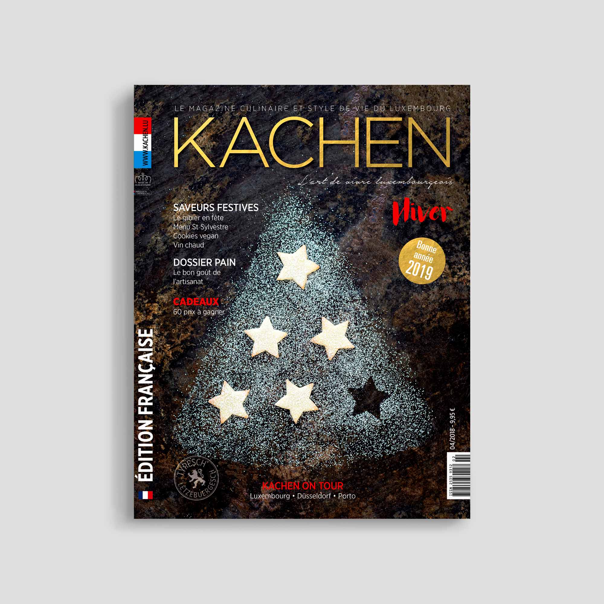 Kachen magazine winter edition cover with festive tree.