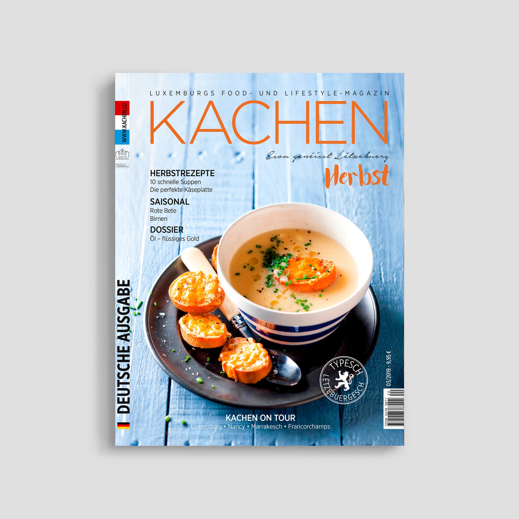 Kachen magazine cover with soup and bread.