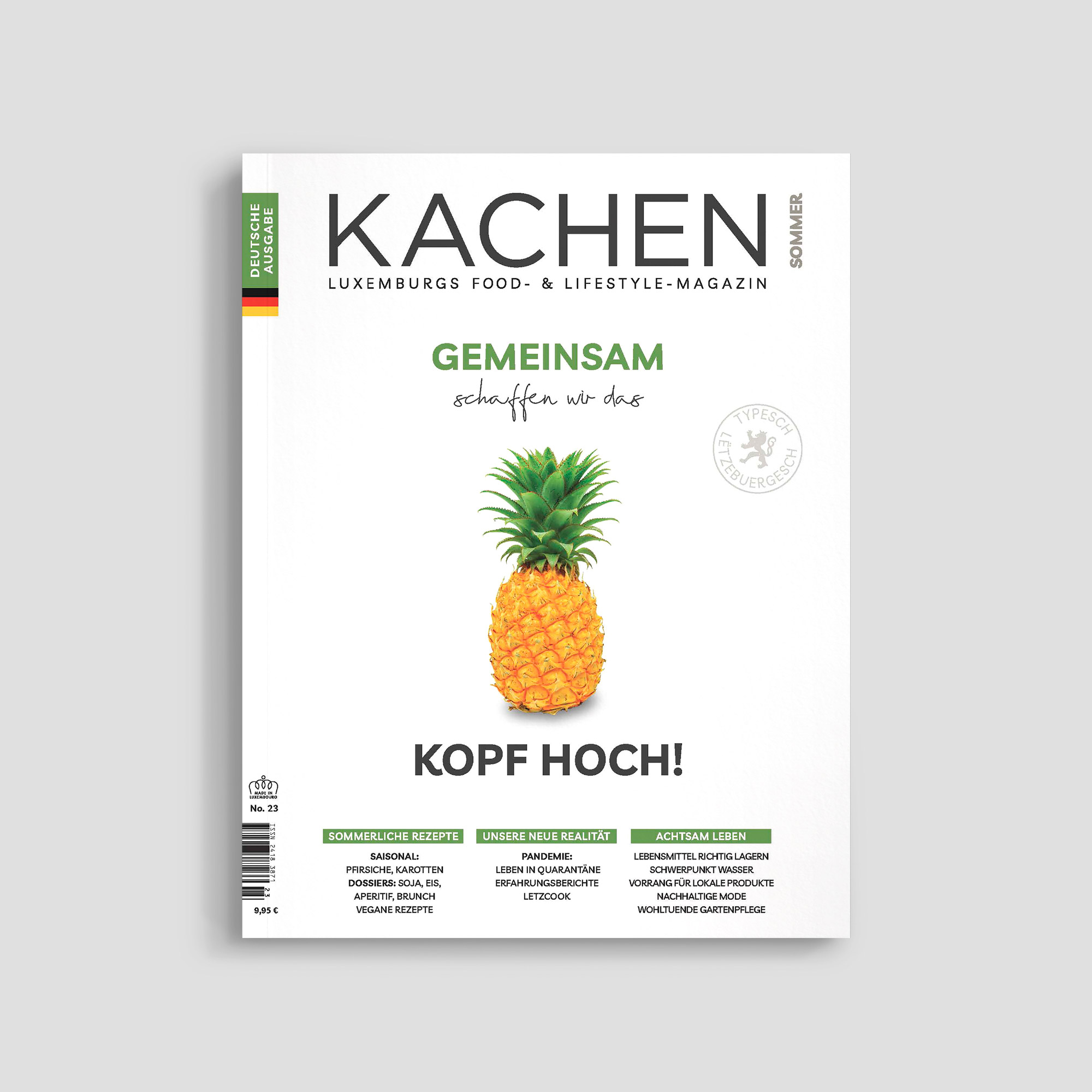 Magazine cover with pineapple and German text.
