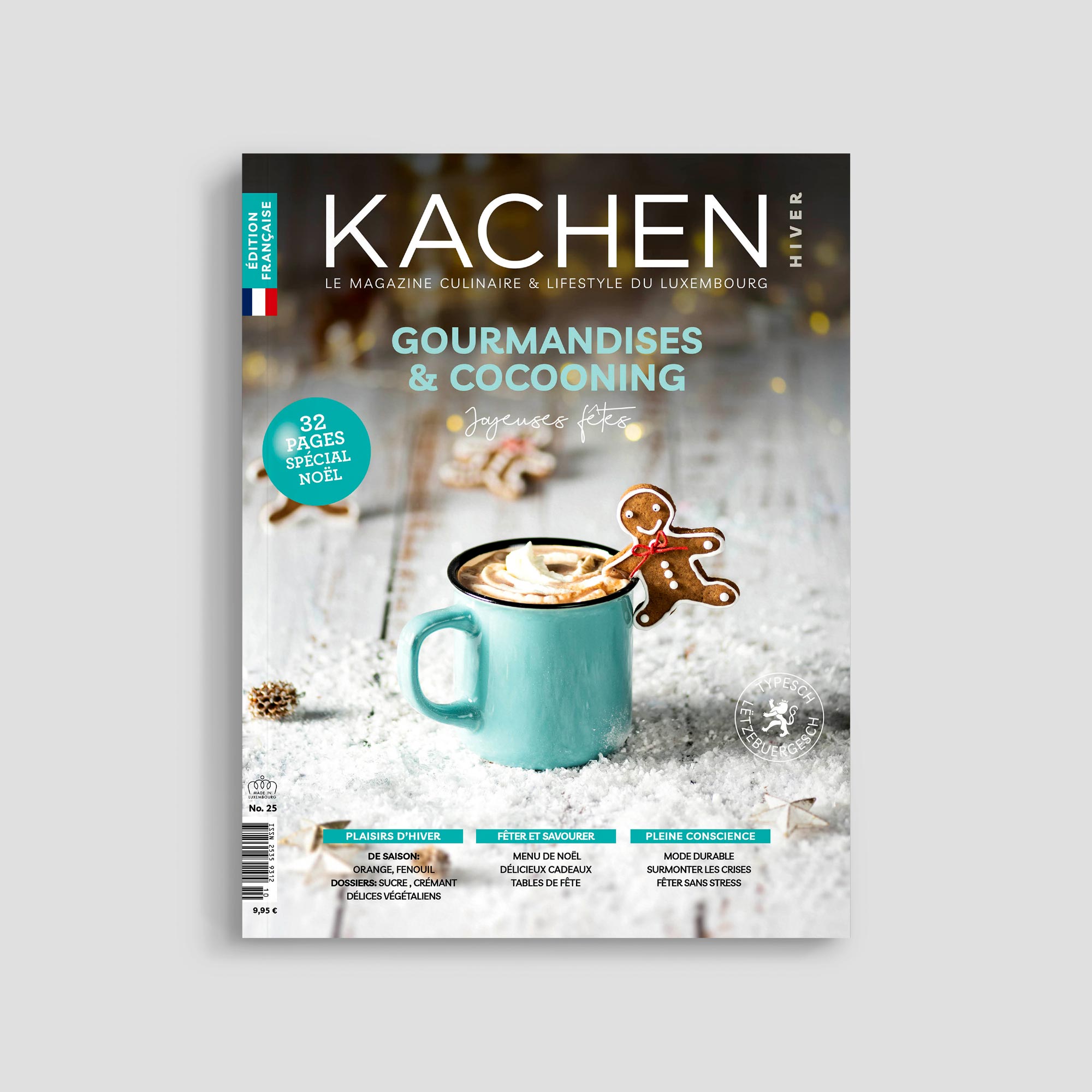Kachen magazine winter cover with festive themes.