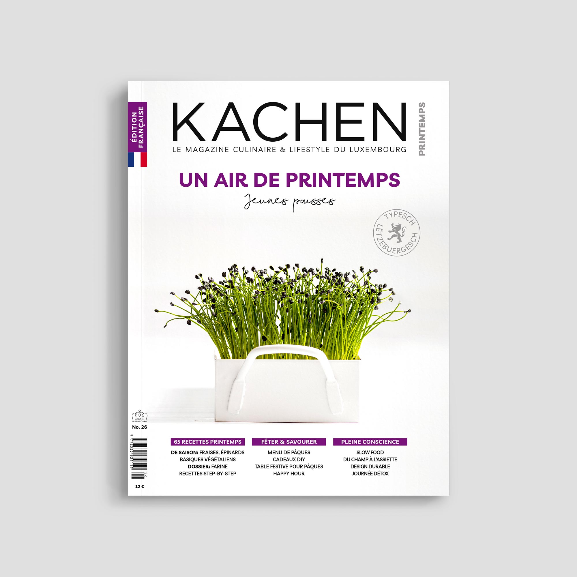Kachen magazine cover with spring theme and plants.