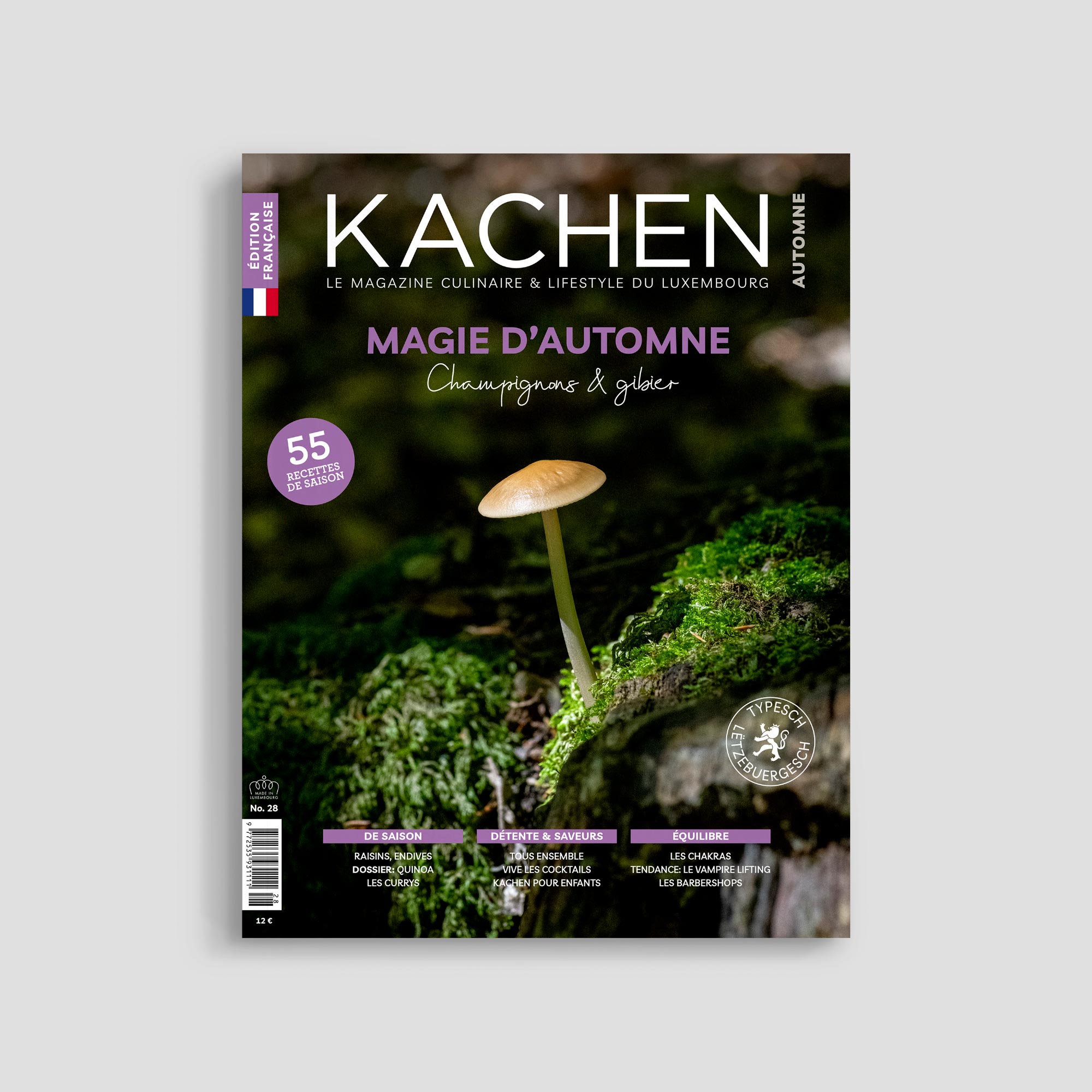 Kachen magazine cover with mushroom and greenery.