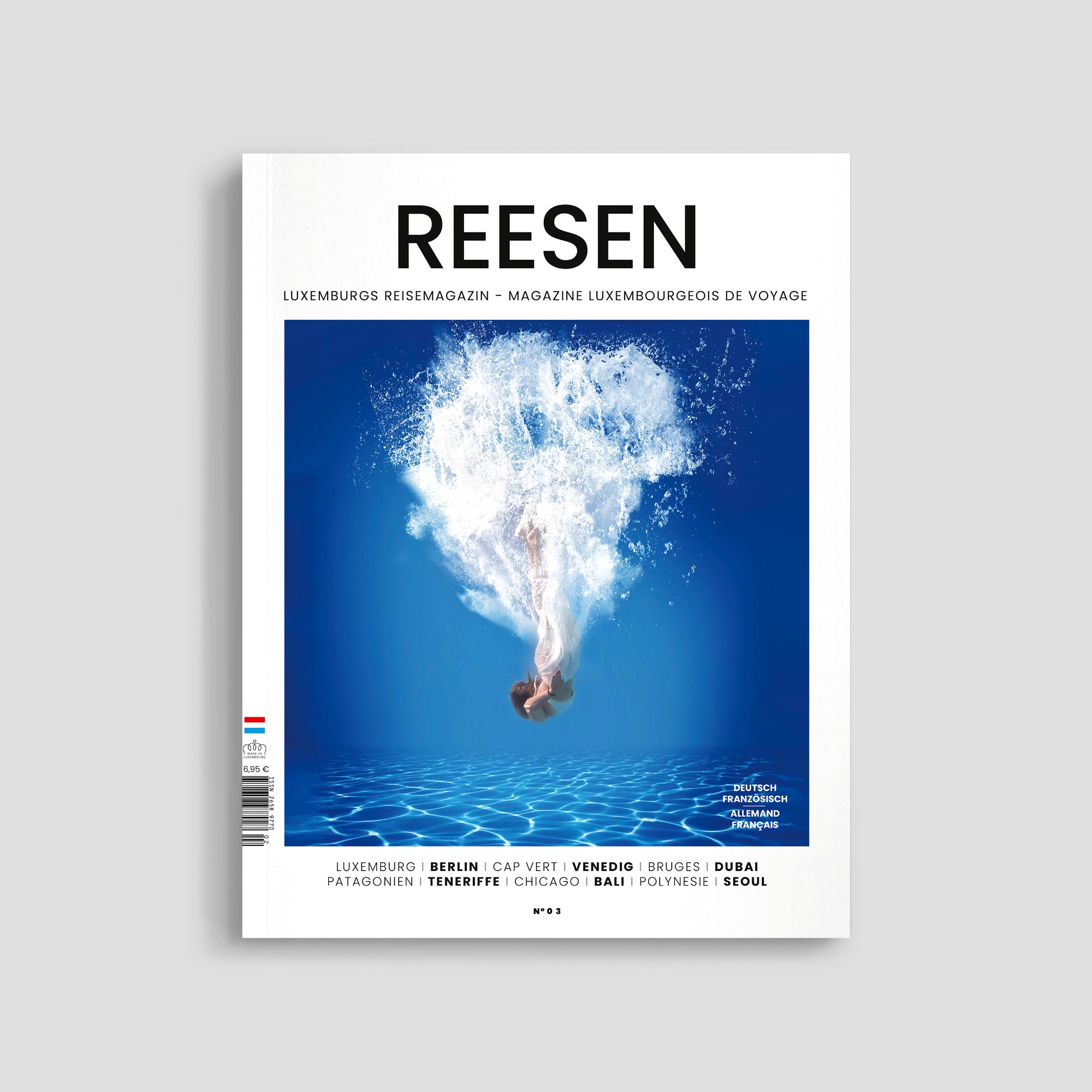 Diver underwater on Reesen magazine cover.