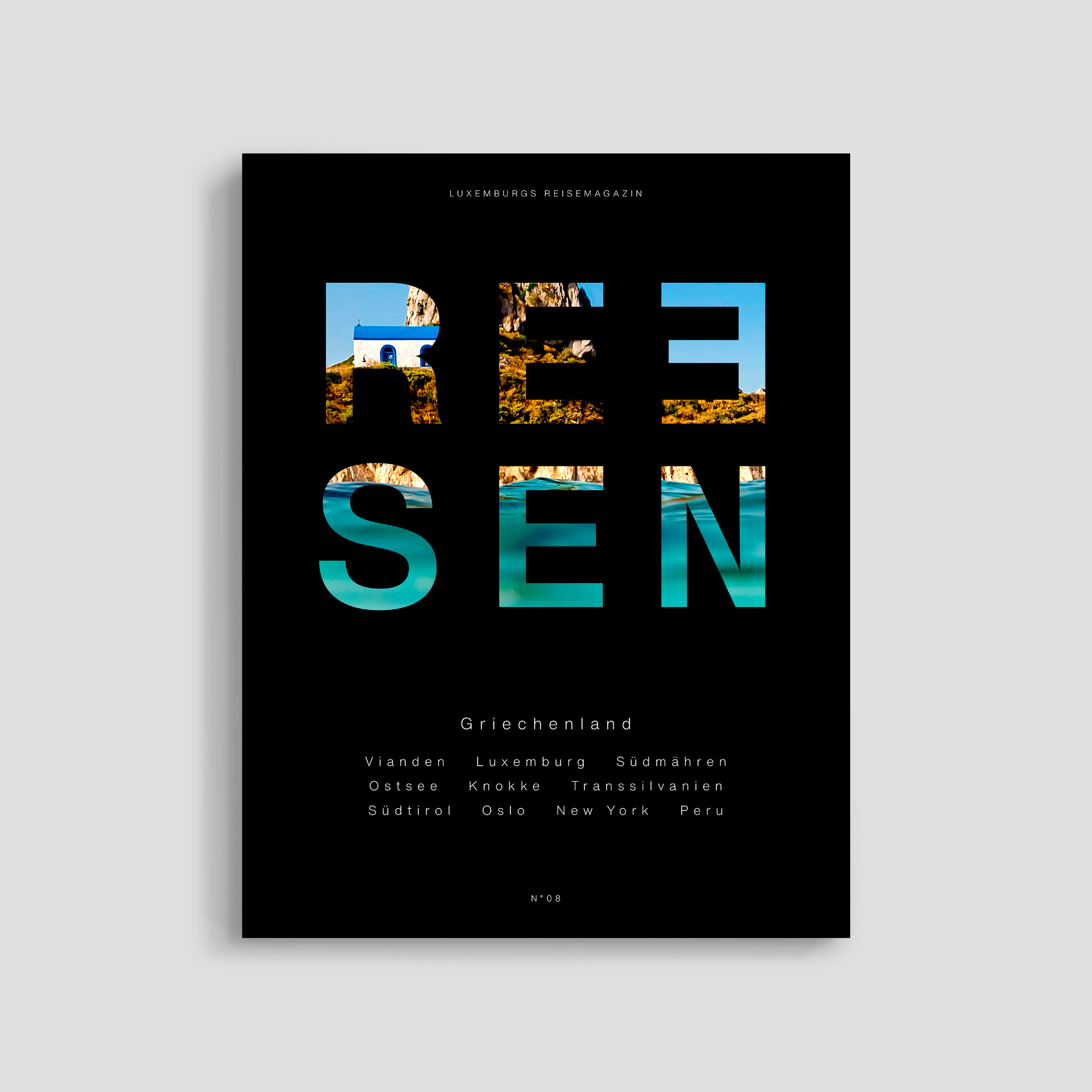 Luxembourg travel magazine cover with Greece theme.