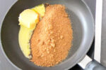 Butter and brown sugar in frying pan